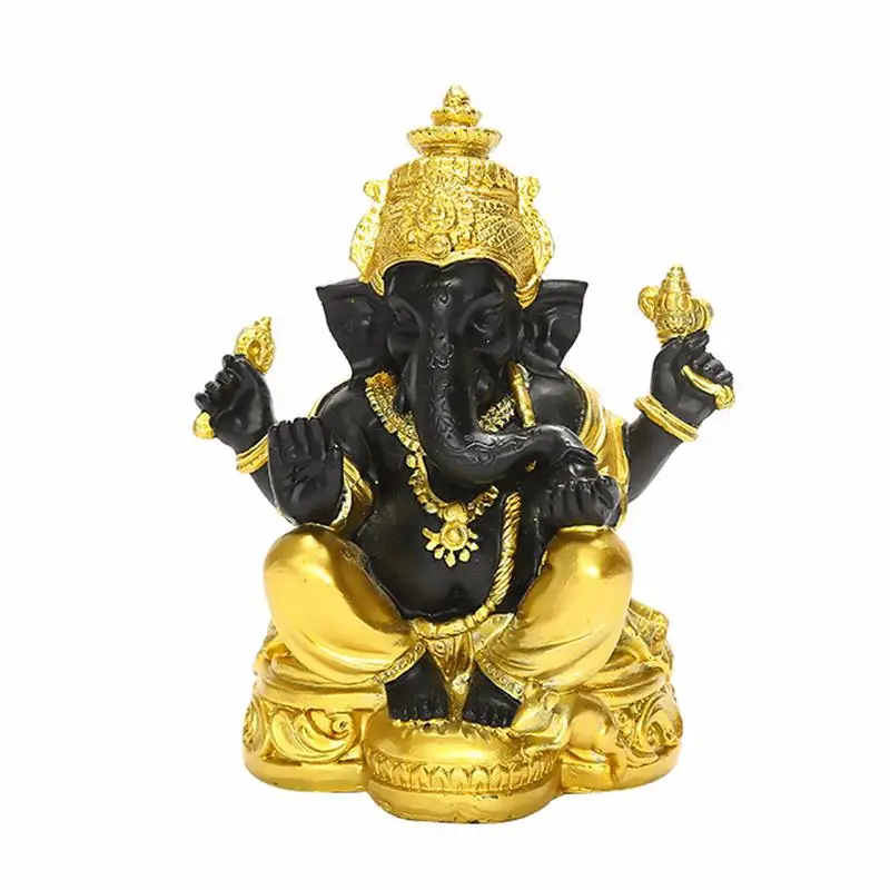 1pc Ganpati Elephant Statue Hindu Elephant God Statue Lord Ganesha Figurine Elephant God Sculpture Golden Ganesha Statue