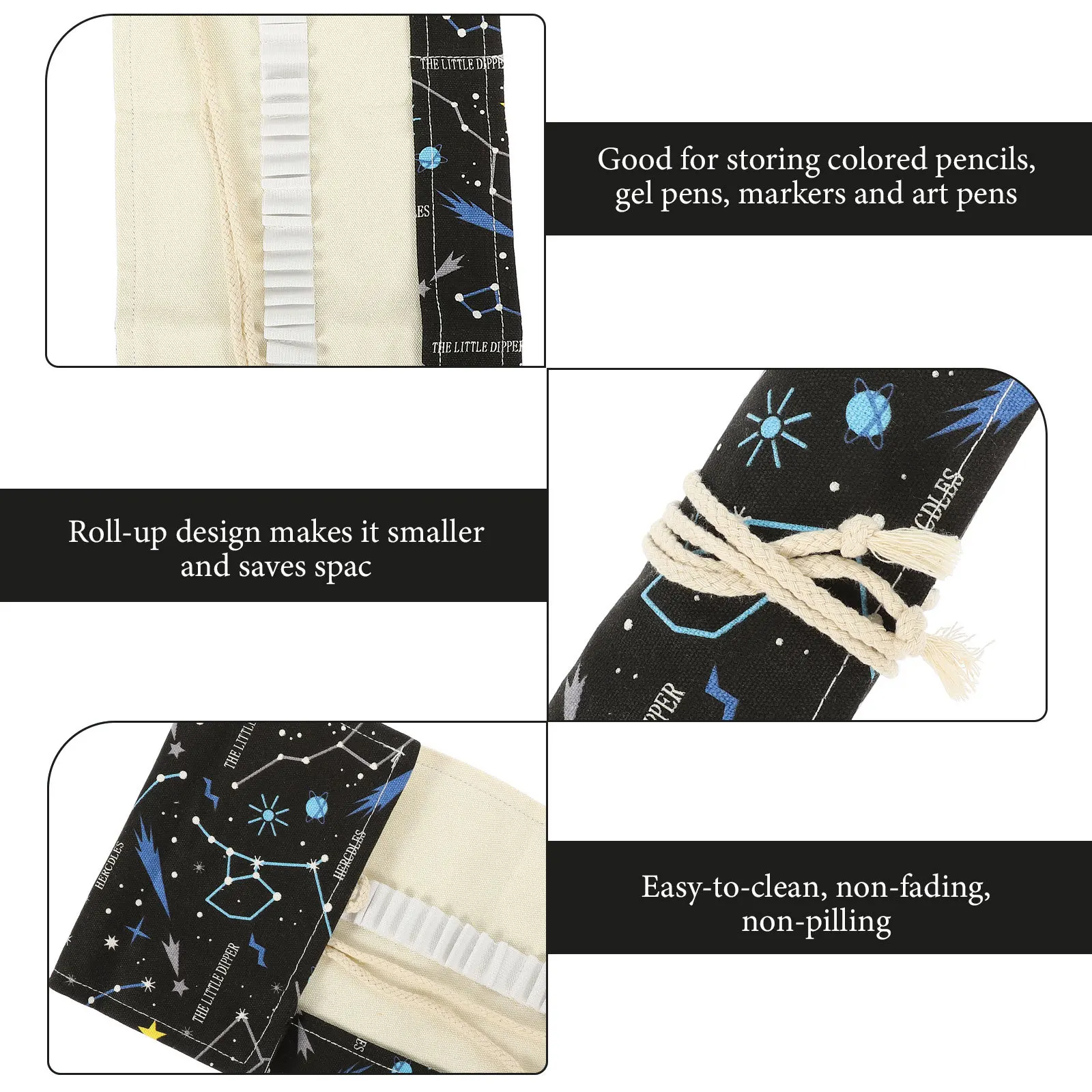 

Durable Affordable Drawing Pencil Pouch Roll Up Type Easy Carrying Storing Colored Pen Organizer Pencil Roll Up Case