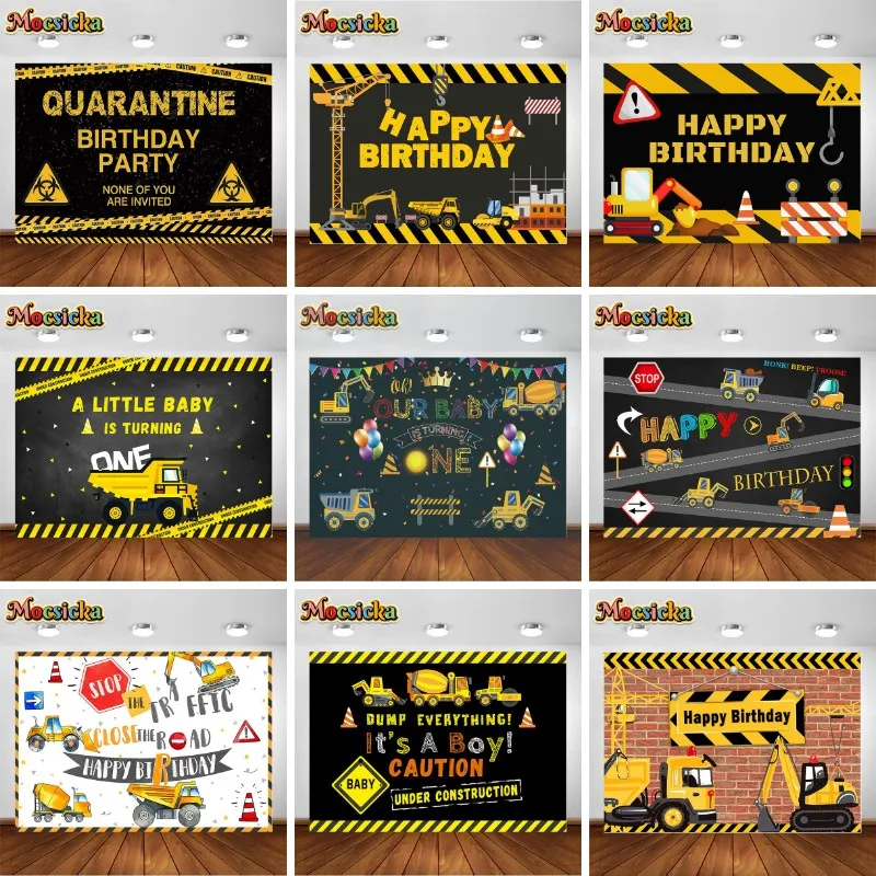 신생아 사진 촬영 배경, 건설 구역, 굴삭기 트럭, 크레인 빌더, 소년 사진 스튜디오용 배경