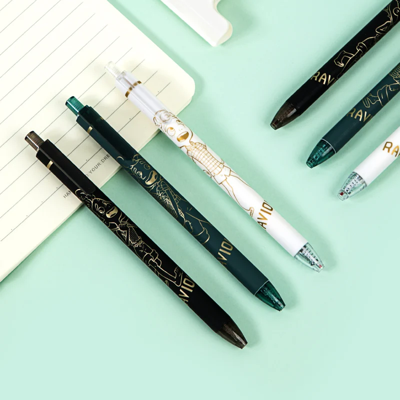 Гелевая ручка kinпрямая, 0,5 мм, с тремя черными ручками на водной основе