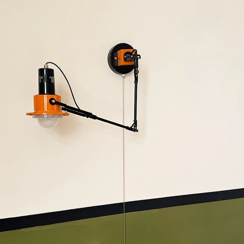 Designer Industrial Wall Lamps Swing Arm Long Pole Bedroom Bedside Iron Art Wall light Orange Living/Dining Room Study Fixture