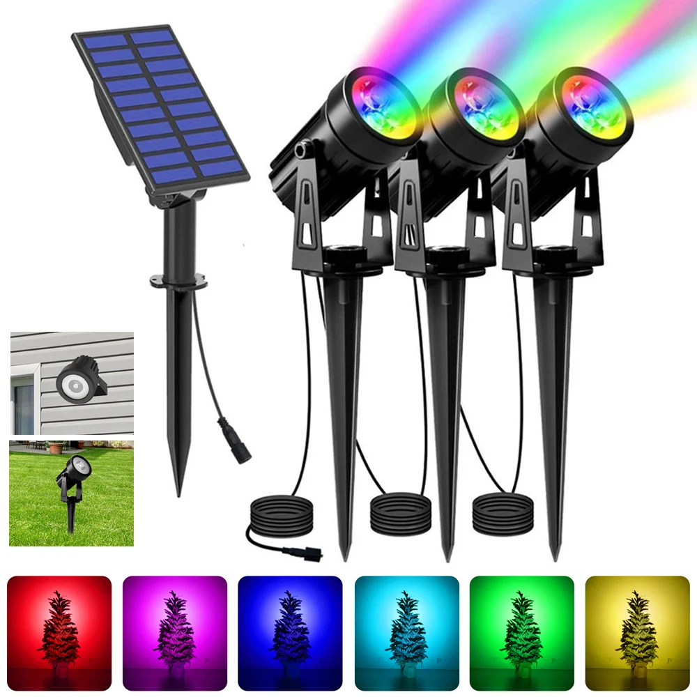 Solar Power Spotlight IP65 Waterproof RGB Solar Light Garden Light Outdoor Solar Power Lamp For Landscape Garden Decoration