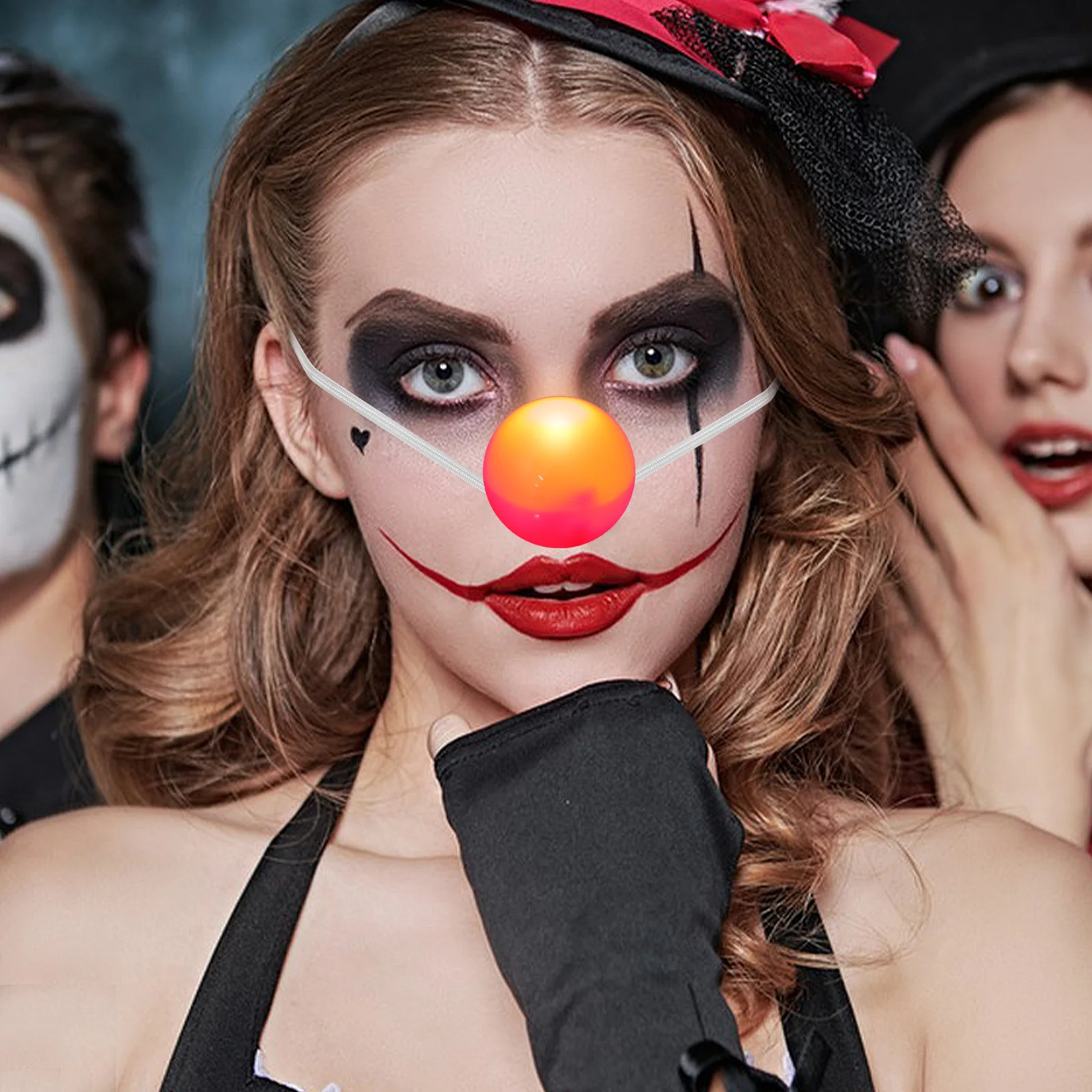 1 قطعة تضيء مهرج الأنف الأحمر متوهجة Led الجدة السيرك الدعامة لجميع القديسين حفلة الكبار تأثيري ملحق الرنة ديكور