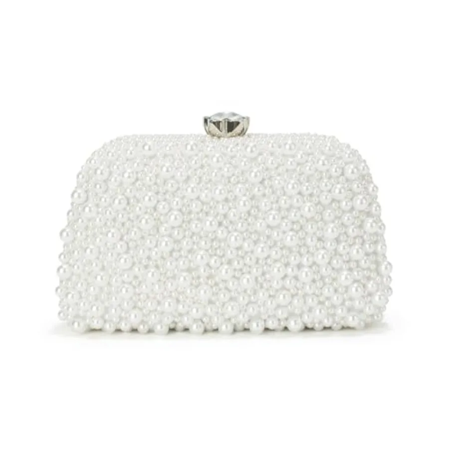 

Women Pearl Clutch Purses Noble Crystal Beaded Evening Handbags with Pearl Chain for Wedding Bridal Party Prom