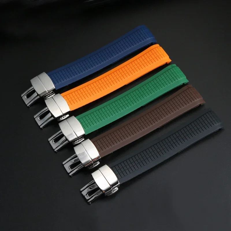 لينة المطاط حزام (استيك) ساعة Aquanaut يناسب باتيك فيليب سيليكون 5164A 5167A 5168A 21 مللي متر للطي مشبك ساعة الأشرطة