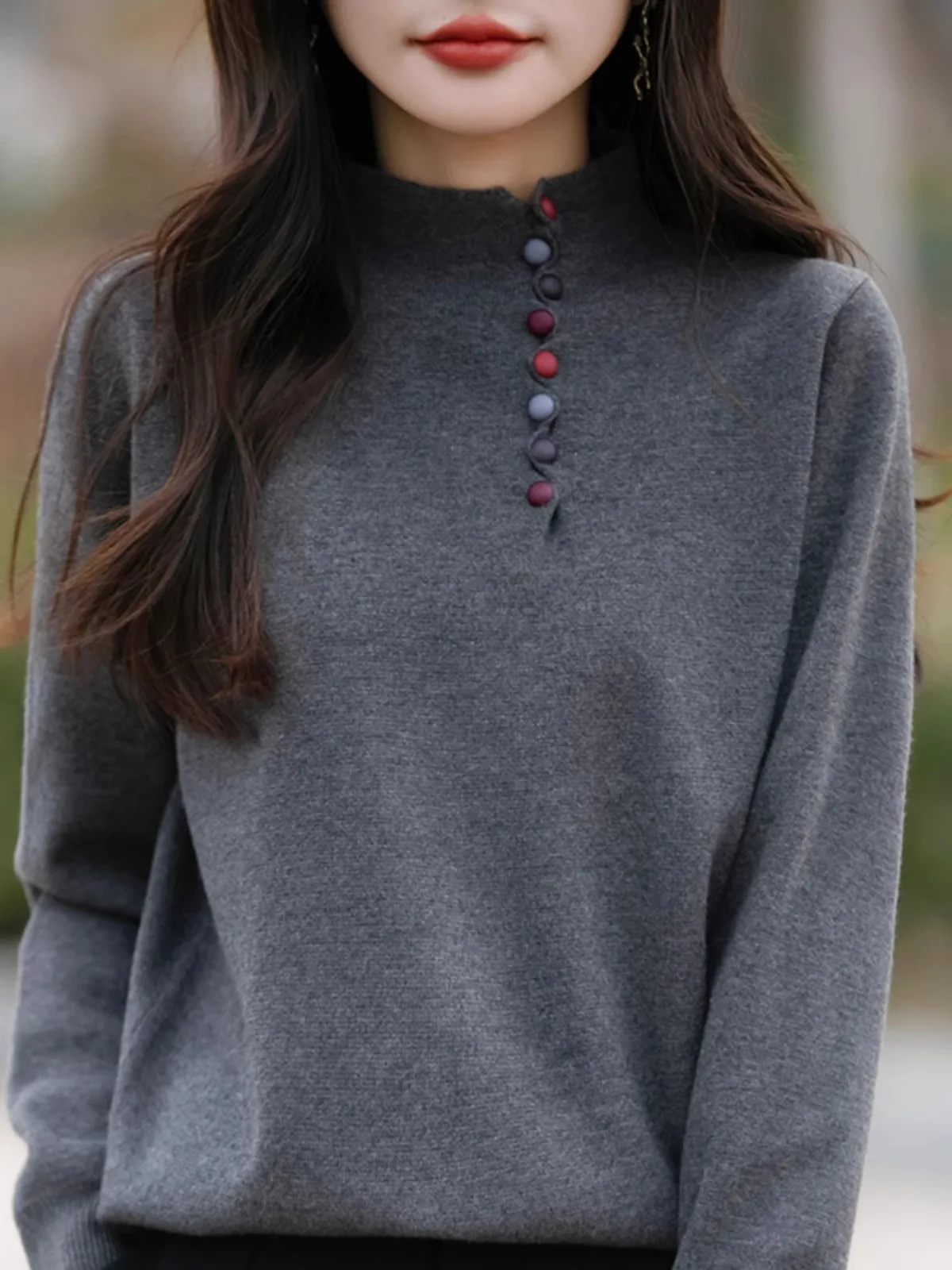 Maglione lavorato a maglia ampio da donna f Collo alto Design aperto Capispalla Faionable Partita interna Top invernale lungo Sve