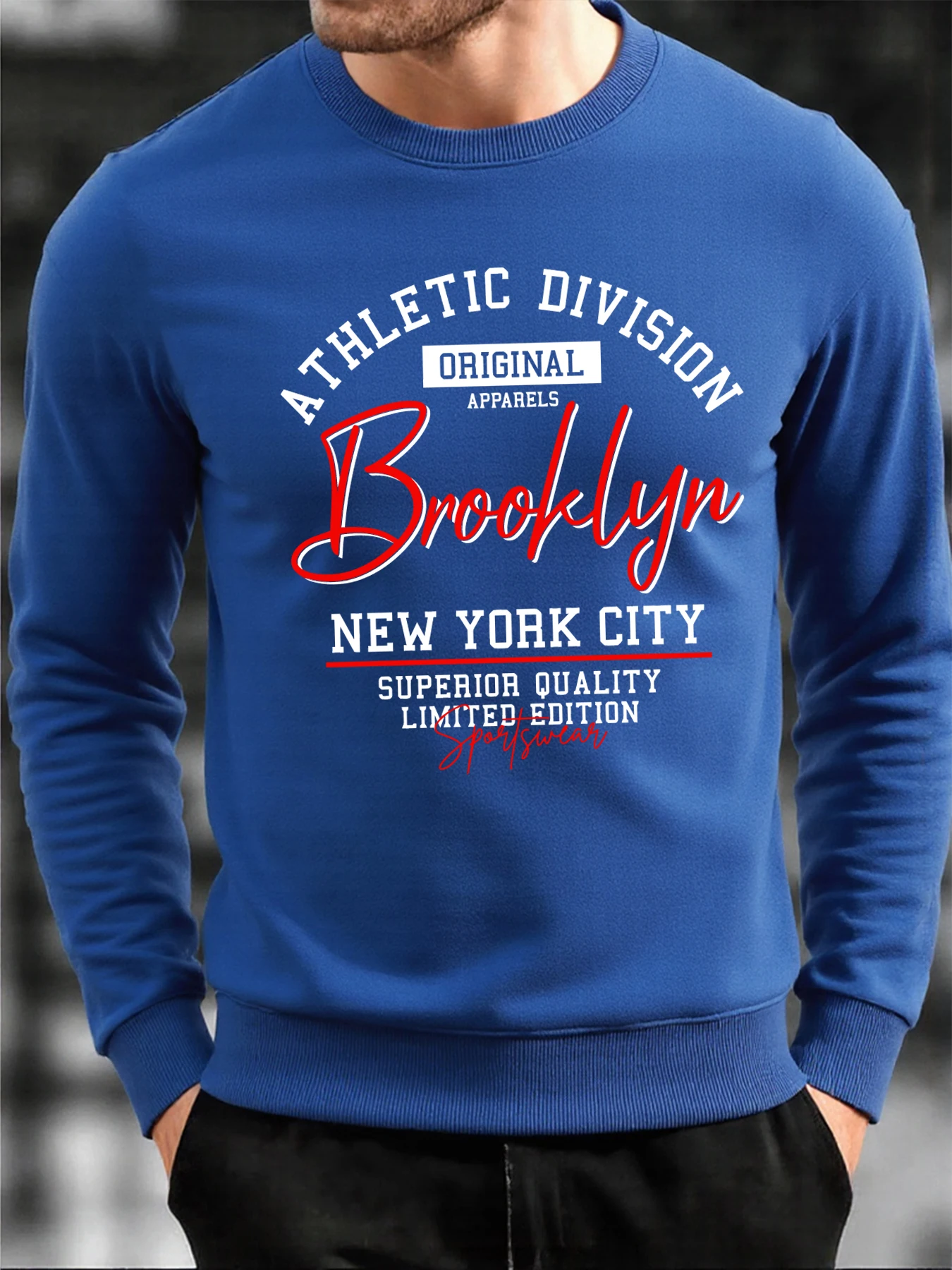 

Спортивная дивизия, оригинальный Brooklyn, мужская базовая одежда с длинным рукавом, модная одежда с круглым вырезом, мягкий свободный топ, флисовая осенняя одежда унисекс