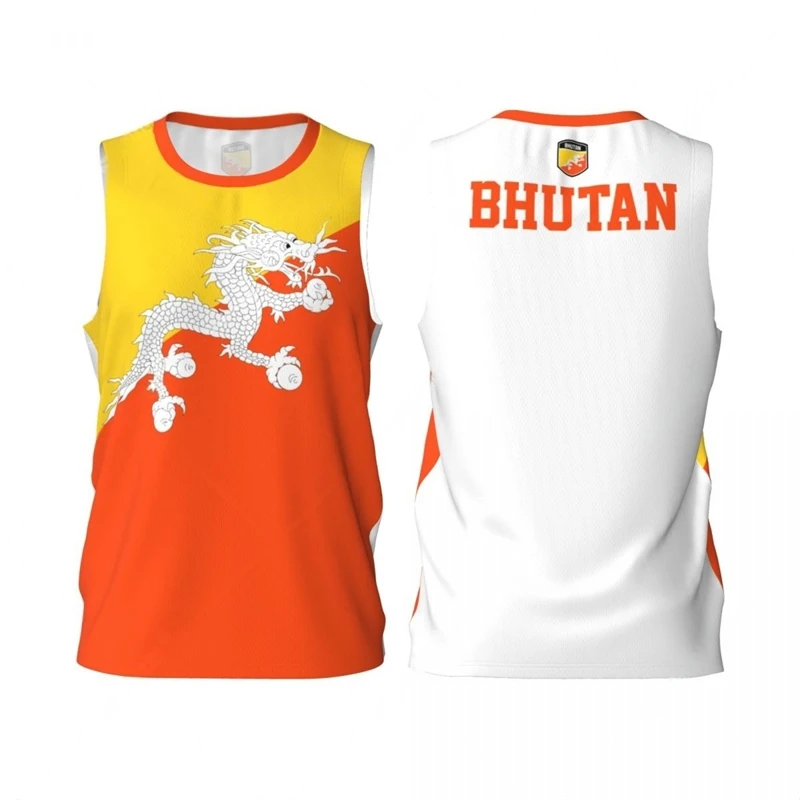 Bhutan Flag Basketball Tank Top Fashion Summer 3D National Emblem Printed Jersey Vest Loose Breathable Sports Sleeveless Tees