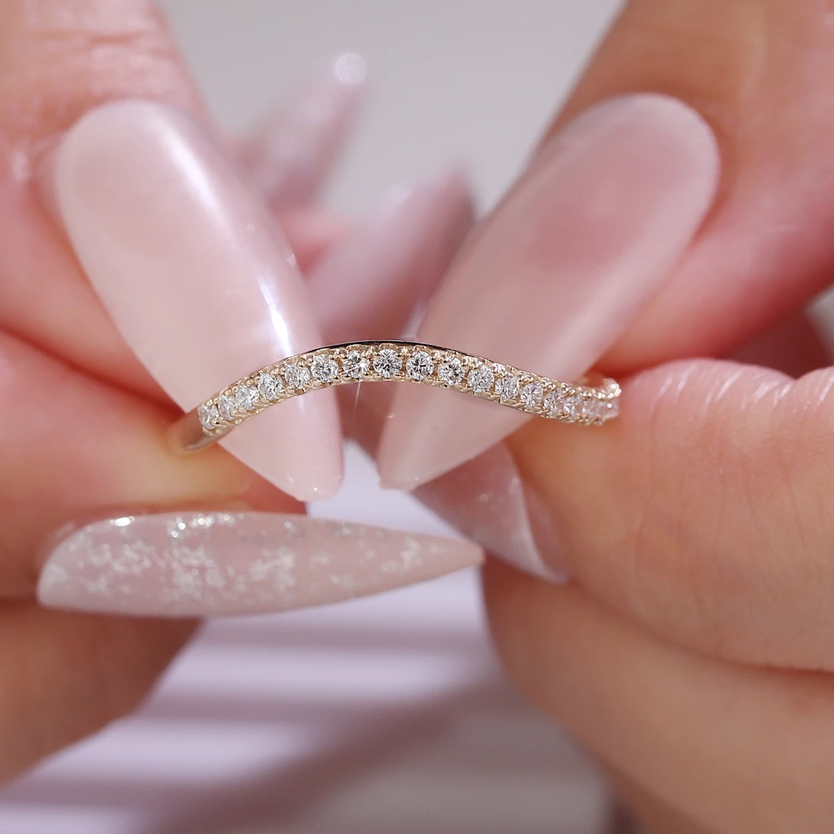 بروفانس الحد الأدنى العصرية خاتم منحني مختبر الماس خاتم الخطوبة كل يوم التراص خواتم خاتم كوكتيل هدايا عيد الميلاد مجوهرات