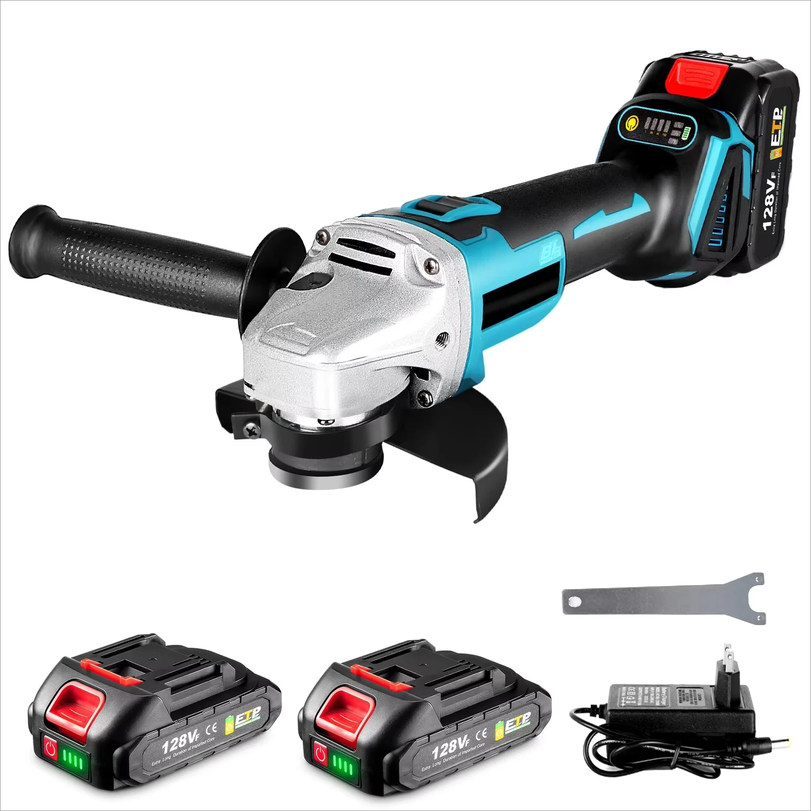 

125MM Brushless Electric Angle Grinder 4 Speed Cutting Machine Power Tool +Lithium-Ion Battery For Battery