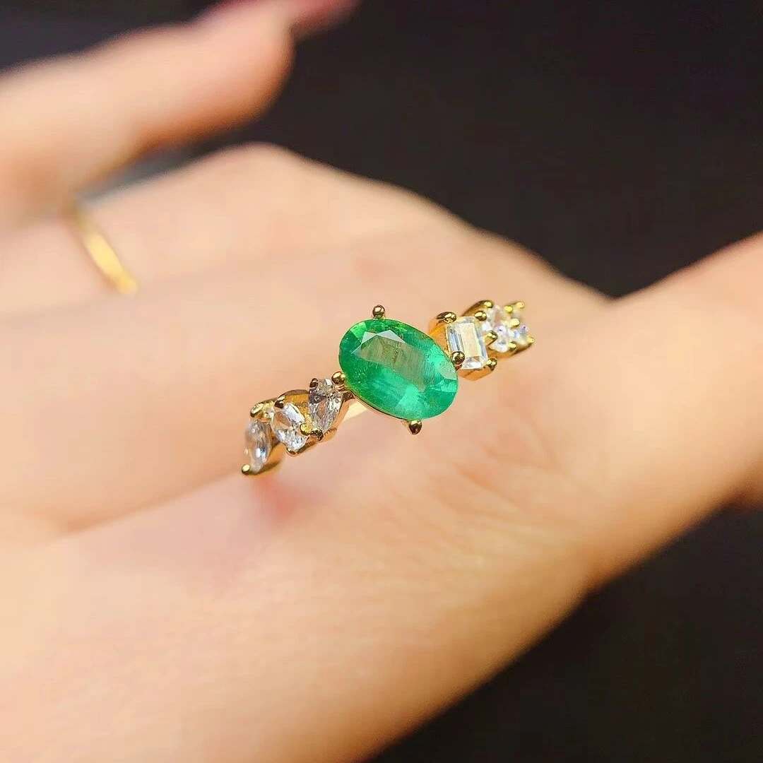 Los anillos de mujer de alta gama KJJEAXCMY adoptan esmeralda colombiana Natural, proceso de chapado en plata S925, transparente de alta definición