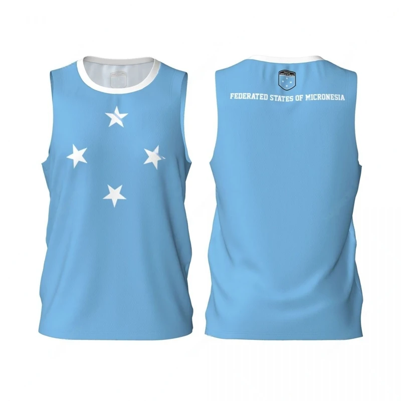 Federated States Of Micronesia Flag Basketball Tank Tops Summer Fashion 3D Printed Sleeveless Tees Loose Quick Dry Sports Vest