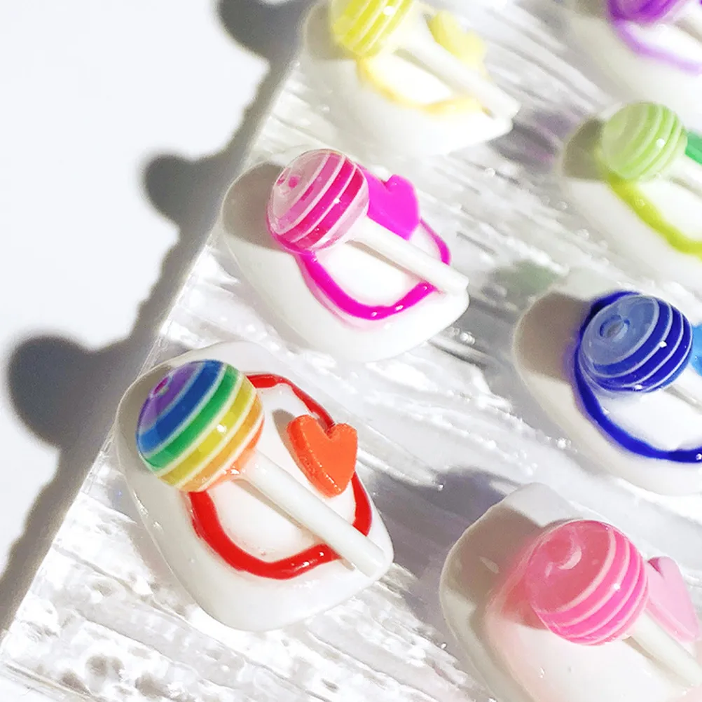 

100Pcs 3D Lollipop Nail Charm Vibrant Resin DIY Manicure Decorations for Party Prom Birthday Nail Art Supplies