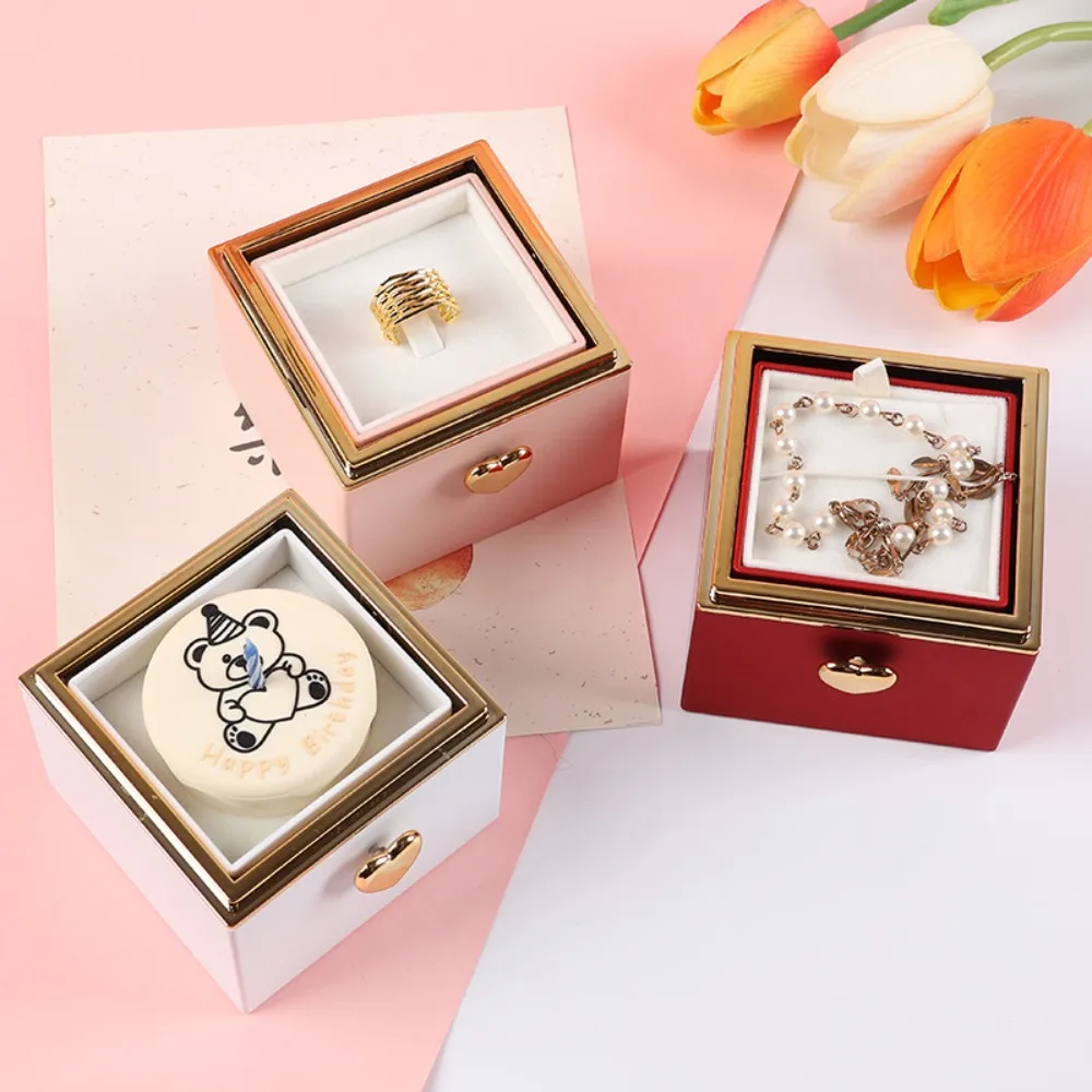 

Коробка для хранения флип-колец с медведем на день Святого Валентина, подарок подруге, мини-торт, подарочные коробки, кольцо, дисплей, ювелирные изделия, подарок на день рождения, упаковочная коробка