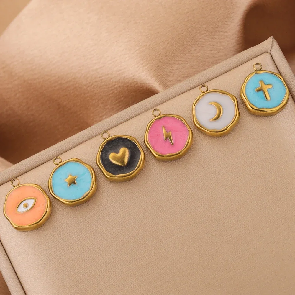 5pcs Stainless Steel Cross Star Lightning Enamel Pendants for DIY Medal Charms Earring Necklace Jewelry Making Supplies - Image 4