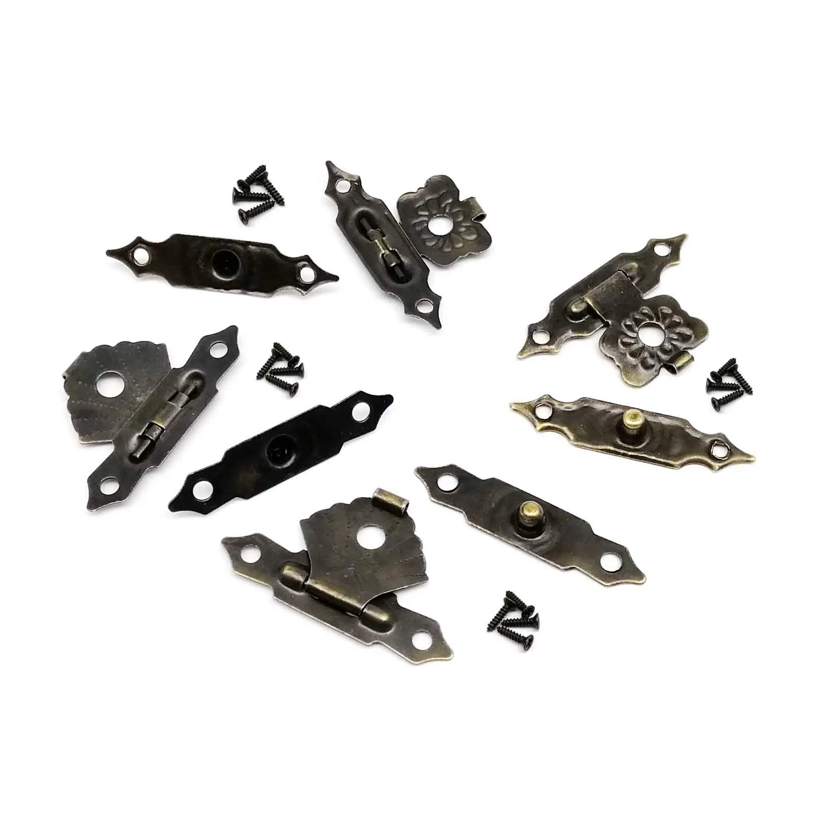 12 Stück kleine kleine antike Messing Vintage Bronze dekorative Schmucktruhe Geschenk Weinkiste Holzkiste Haspe Riegel Knebelverschluss DIY – Detail 13