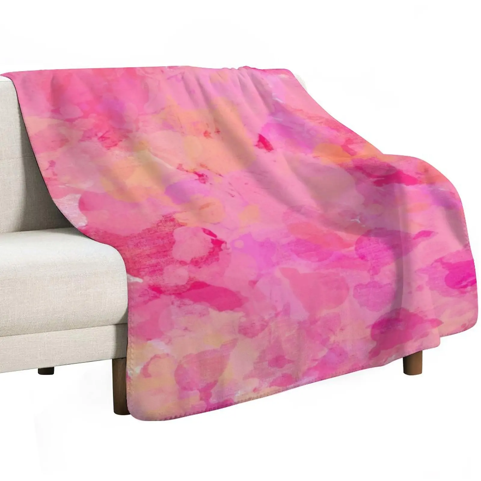 Pink Brushstrokes of Paint Pattern - Modern Art Throw Blanket Warm Soft Blankets For Baby Cute Plaid Flannel Blankets 2