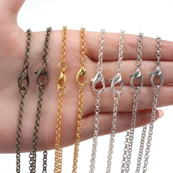 10Strands/Lot Gold Iron Chain Necklace With Lobster Clasps O Shape Cross Chains for Bracelets Jewelry Making DIY Components