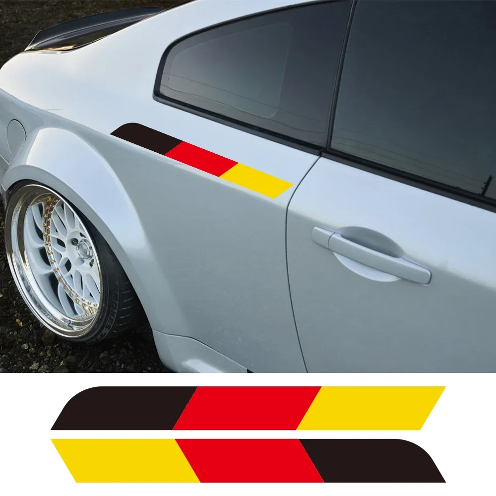 2Pcs German Flag Tricolor Style Car Body Side DIY Stripe Stickers For VW BMW Audi Mercedes Vinyl Decals Auto Tuning Accessories