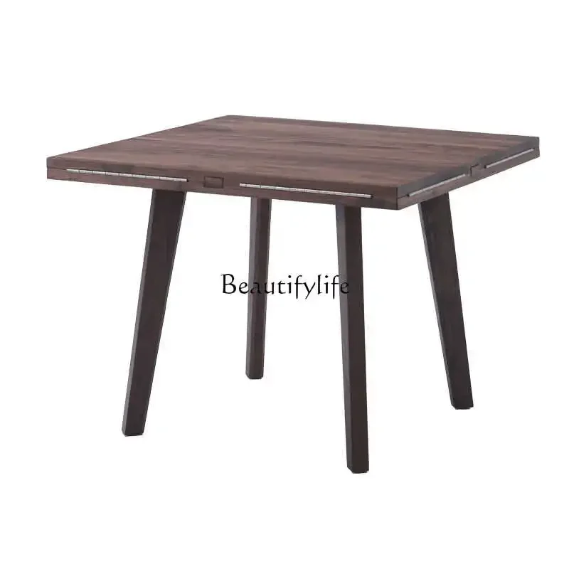 

North American black walnut solid wood log round dining table foldable dining table