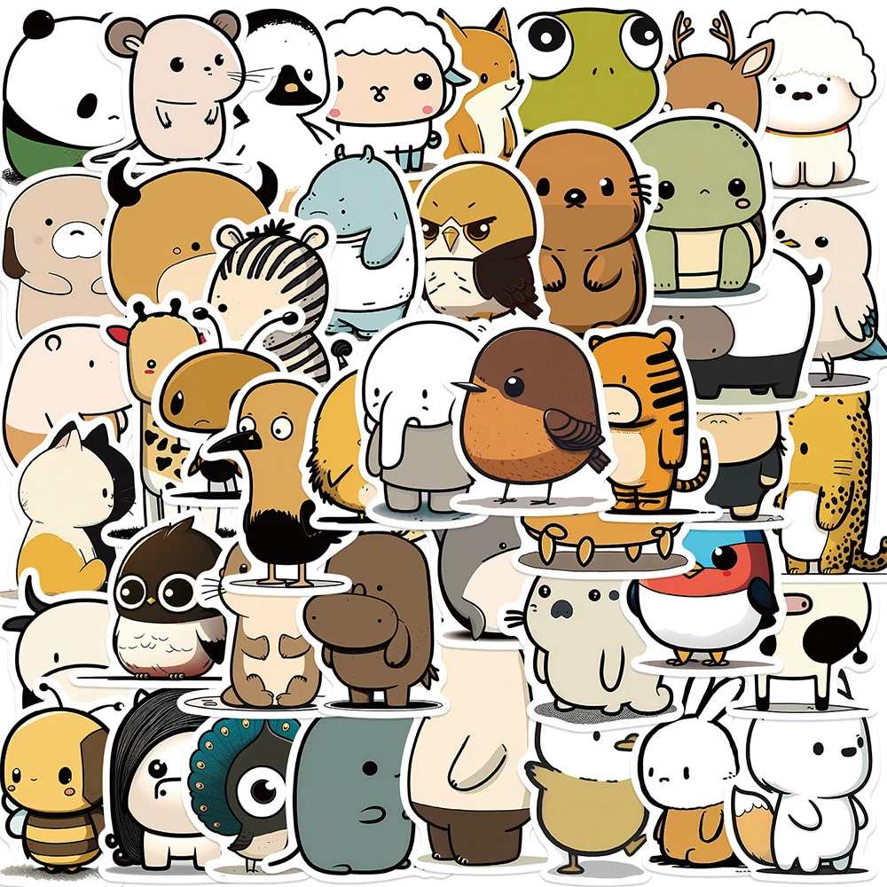

10/30/50pcs Cute Artsy Animal Cartoon Stickers Decals Waterproof Decorative Phone Case Laptop Water Bottle Funny Sticker Packs