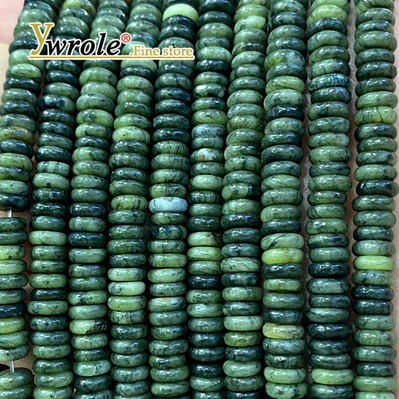 2x6MM Flat Rondelle Natural Stone Green Southern Jade Loose Abacus Spacer Beads for Jewelry Making Diy Bracelet Accessories