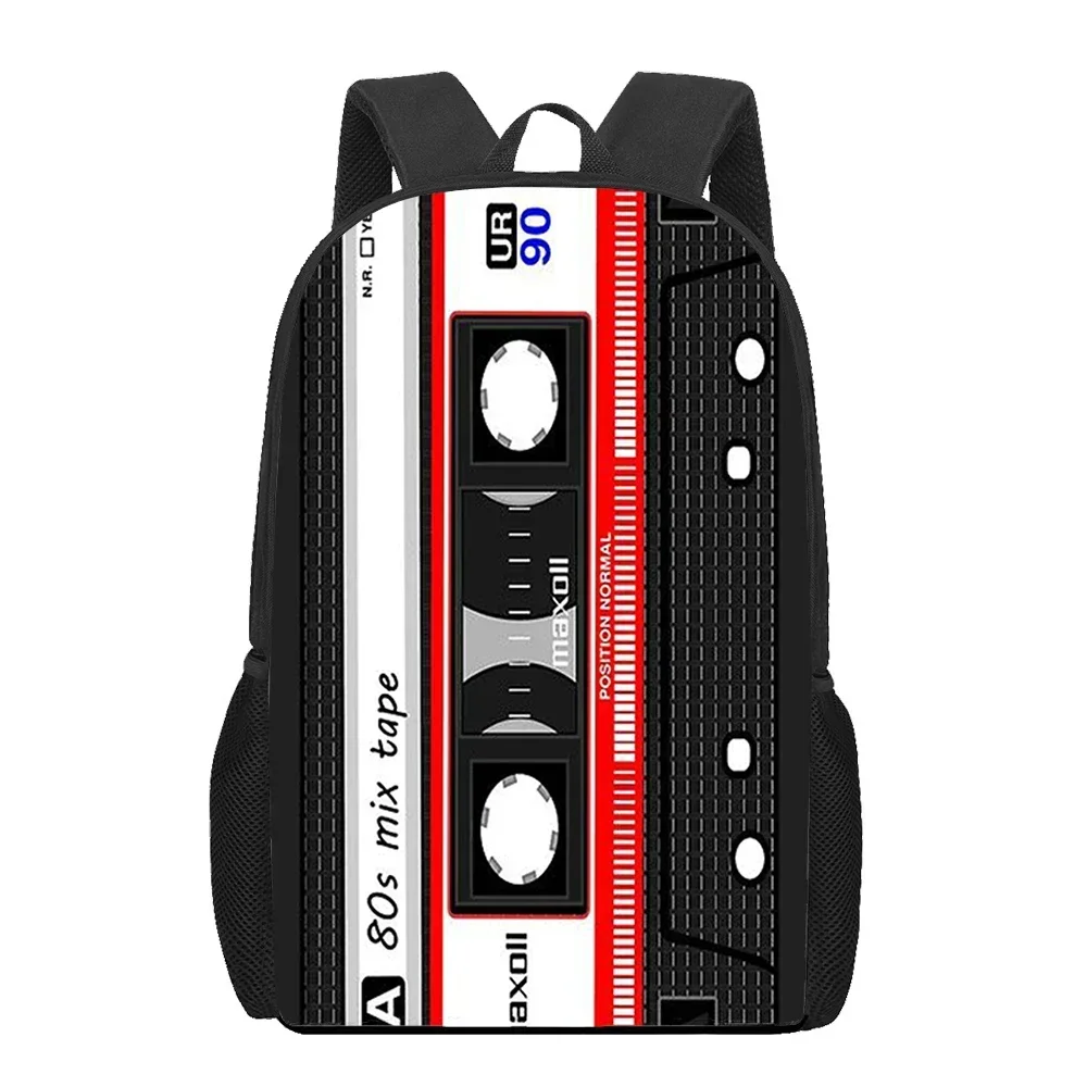 Retro Side Old Tape Cassette 3D Printed Book Bag Men 16 Inch Backpack for Teen Boys Kindergarten Bagpack Children Mochila