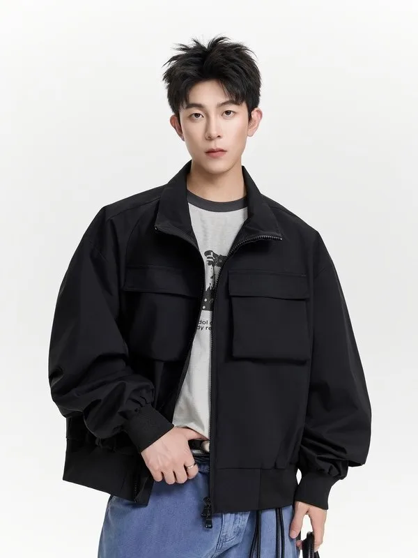 Loose Pocket Design Jacket Men's Casual Style Spring Autumn New Fashion Street Trend Polyester Fabric Youth Popular Outerwear