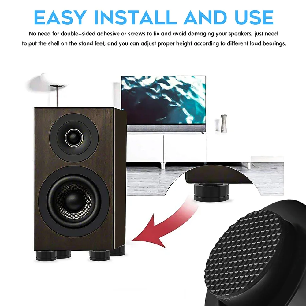 

FT3918 Подставки для аудиодинамиков HIFI с керамическими бусинами Подушечка для ногтей Стальные шариковые шипы Регулируемая основа для противоударного усилителя звука