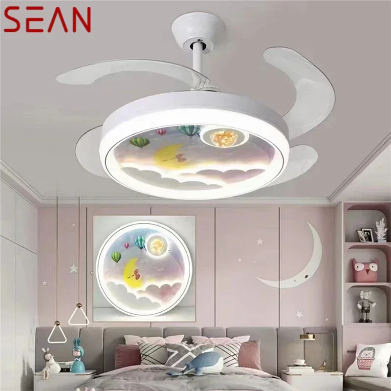 SEAN Nordic Children Stealth Fan Light LED Modern Living room Restaurant Bedroom Ceiling Fan Light Remote Electric Fan Light