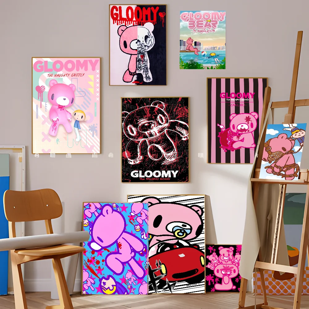 

Cartoon G-gloomy Bear Vintage Posters Sticky Retro Kraft Paper Sticker DIY Room Bar Cafe Kawaii Room Decor