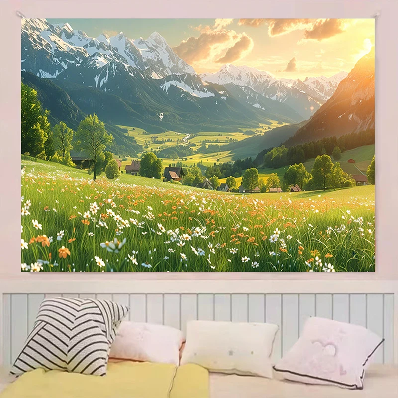 Hayao Miyazaki Town Style Tapestry, Wall Hanging for Bedroom Headboard Decor, Photo Backdrop Cloth