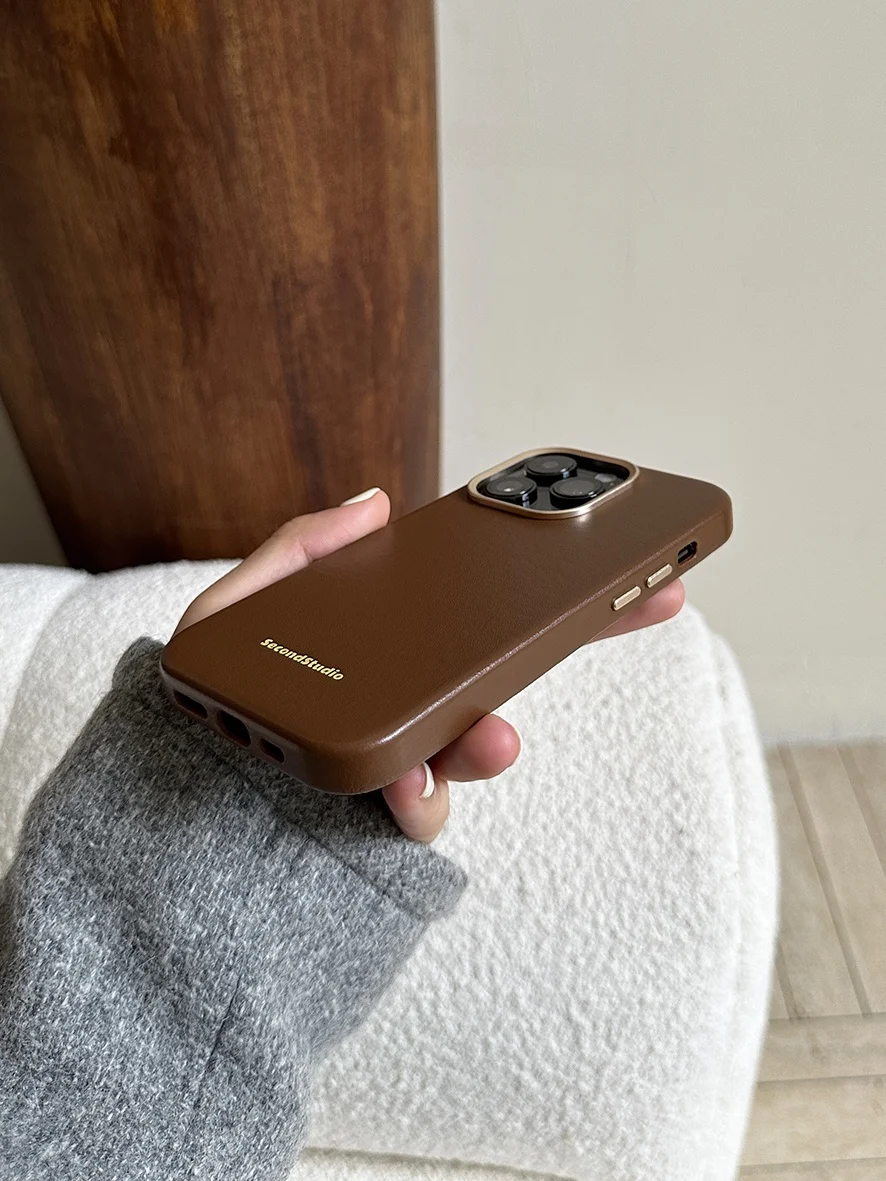 

Кожаный чехол для телефона ручной работы, однотонный, с полной защитой для iPhone 6 pro Max 7, креативный контрастный цвет Engli