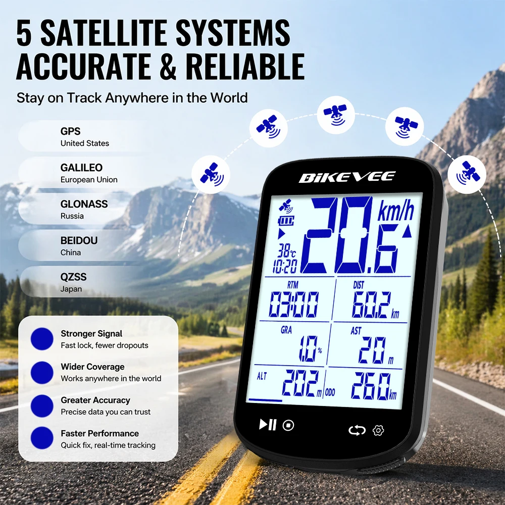 Bikevee Wireless Bluetooth Bicycle Computer Multifunctional GPS Cycling Odometer Speedometer with Auto Backlight BIKEVEE APP view 4