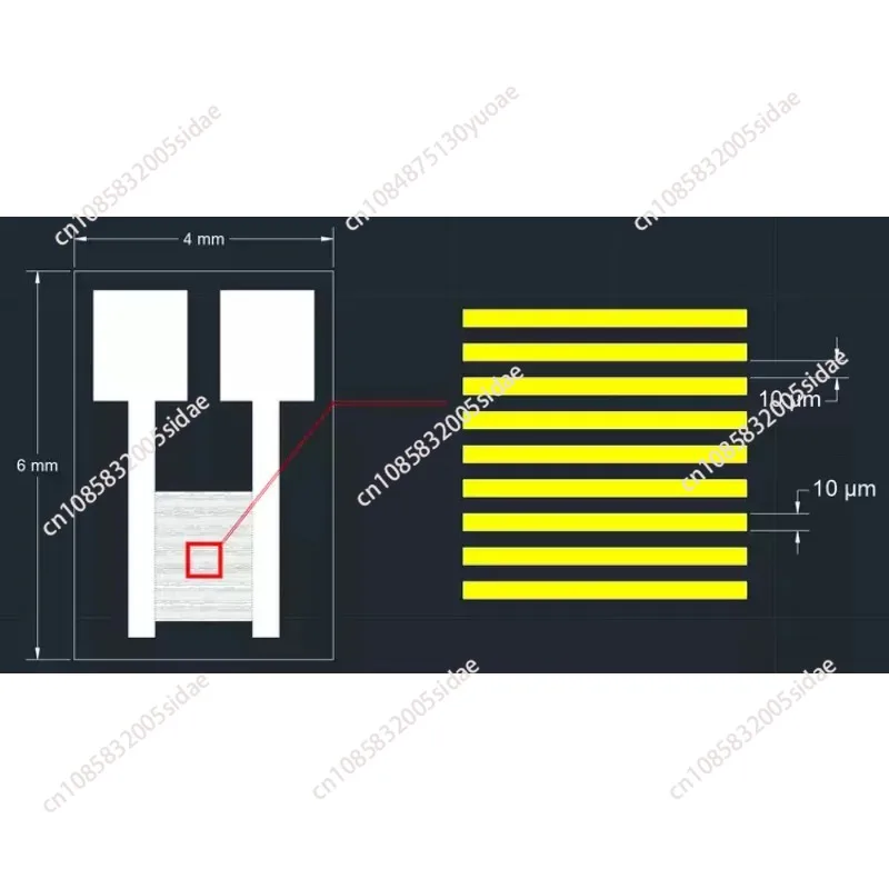 10 micron transparent interdigital electrode quartz glass photoelectric detection MEMS