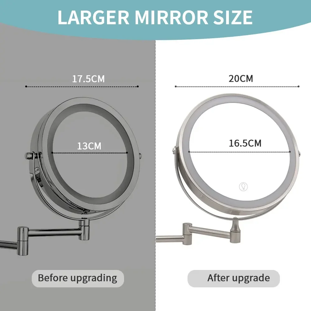 Schminkspiegel zur Wandmontage, 20,3 cm Vergrößerung, 10-facher zweiseitiger Spiegel, Weltraum-Aluminium, schwarzer Schminkspiegel, Kosmetikspiegel, Geschenk für Damen
