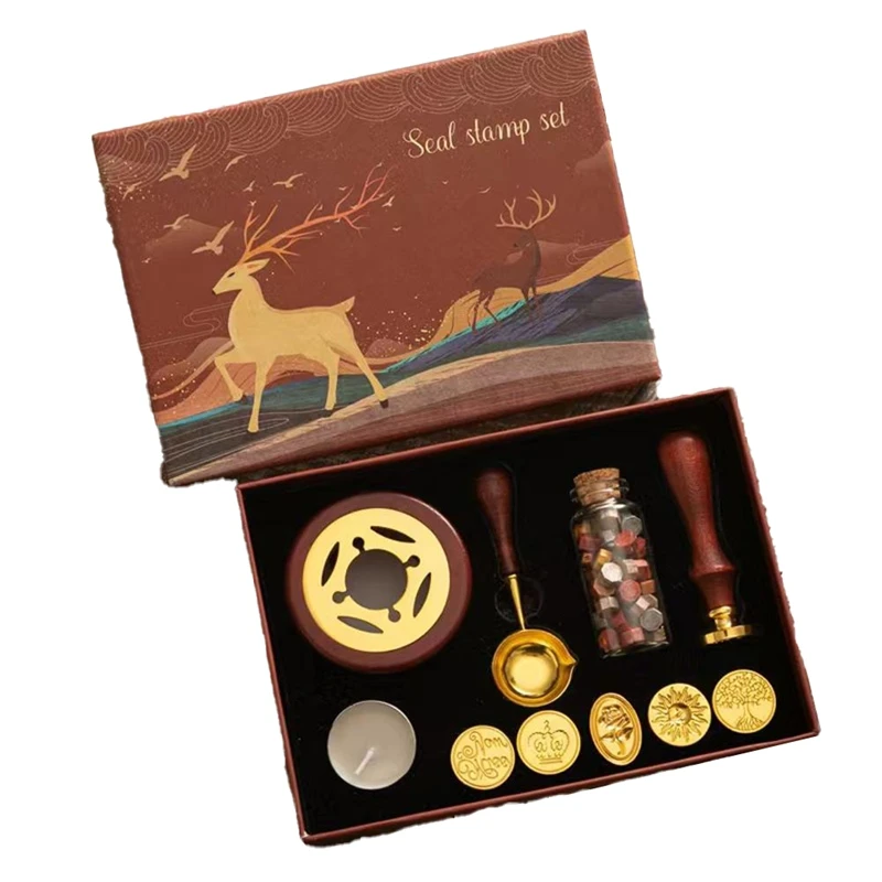 Top-Wax Seal Stamp Set Lacquered Stamp Sealing Wax Kit DIY Craft Supplies Wedding Invitation Decorative Sealing Wax Set