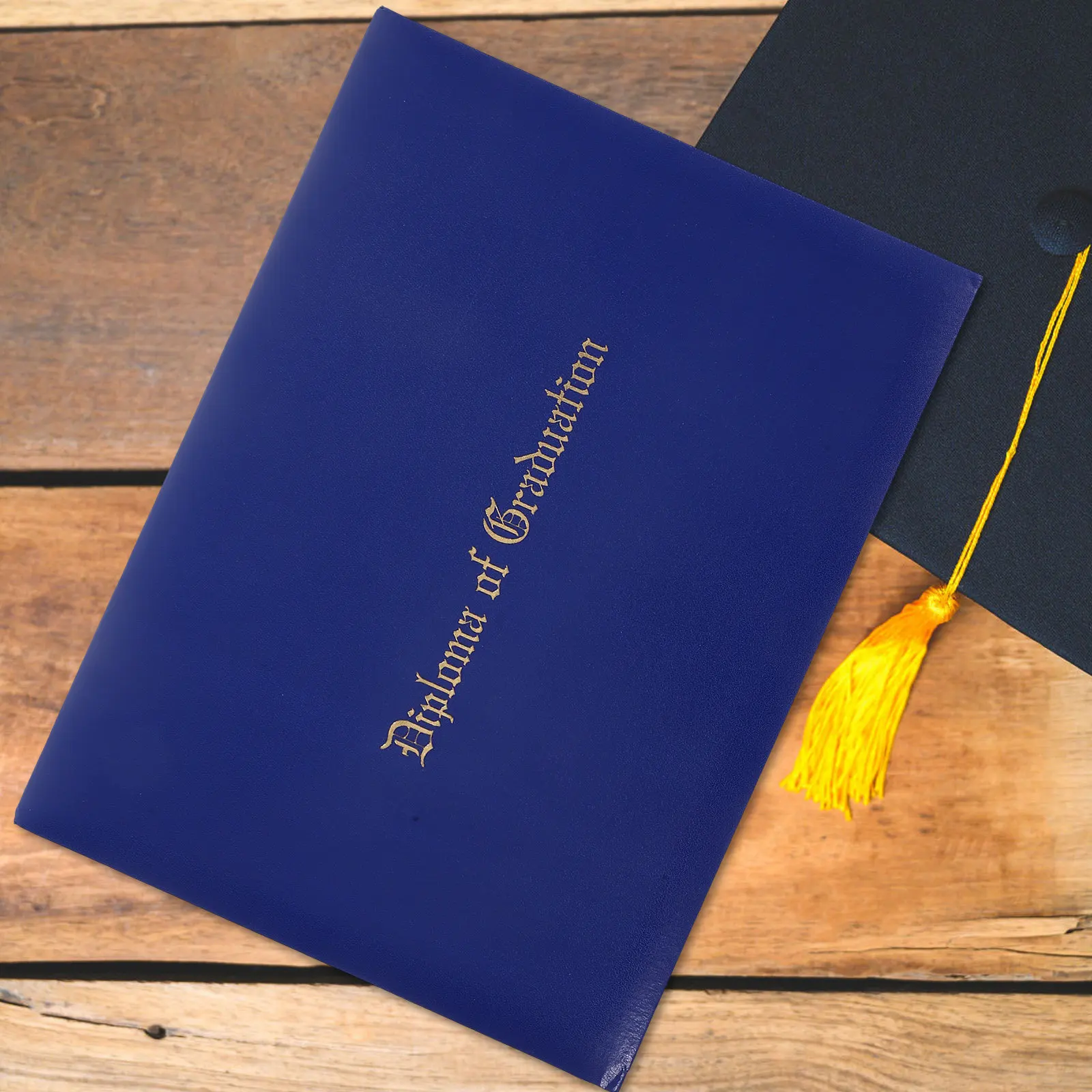 

Premium Faux Diploma Cover Book Style Single Holder with Satin Corners Plastic Inner Pages for A4 Certificates Diplomas