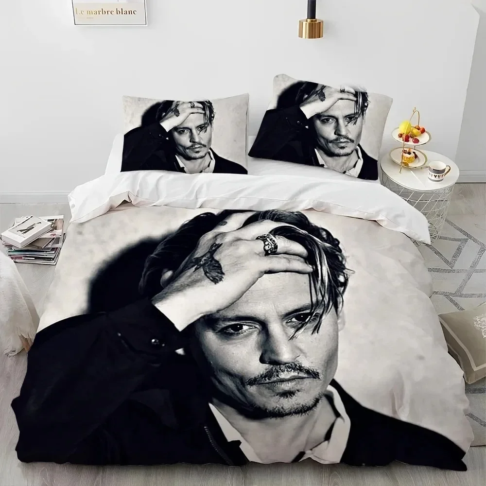 

3D Printing Johnny Depp Series Comforter Bedding Set,Duvet Cover Bed Set Quilt Cover Pillowcase,king Queen Size Bedding Set Kids