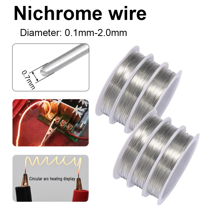 1pcs 0.1mm - 2.0mm High Temp Wire Nichrome Heat Resistant Wire General Purpose Support Wire Craft Wire (Length 1/5/10M)