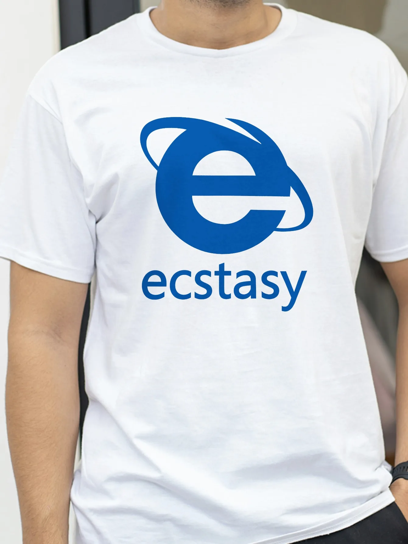 

Streetwear Ecstasy New T Shirt Y2K Men Harajuku White T-shirt Letter Pattern Printing Oversize Loose Short-sleeved Gothic Top