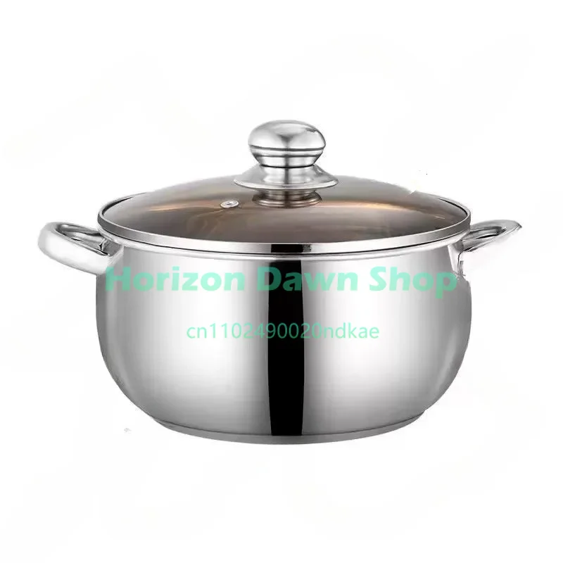 Stainless Steel Stock Pot with Glass Lid 5L Gas Stove Induction Dishwasher Safe Use Heatproof Handles Prevents Spills