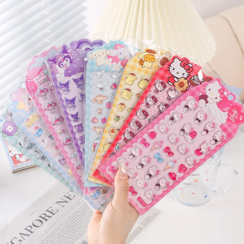 

8pcs Japanese 3d Crystal Diamond Carving Stickers Cute Diy Mobile Phone Case Decoration Student Account Stationery Stickers Gift