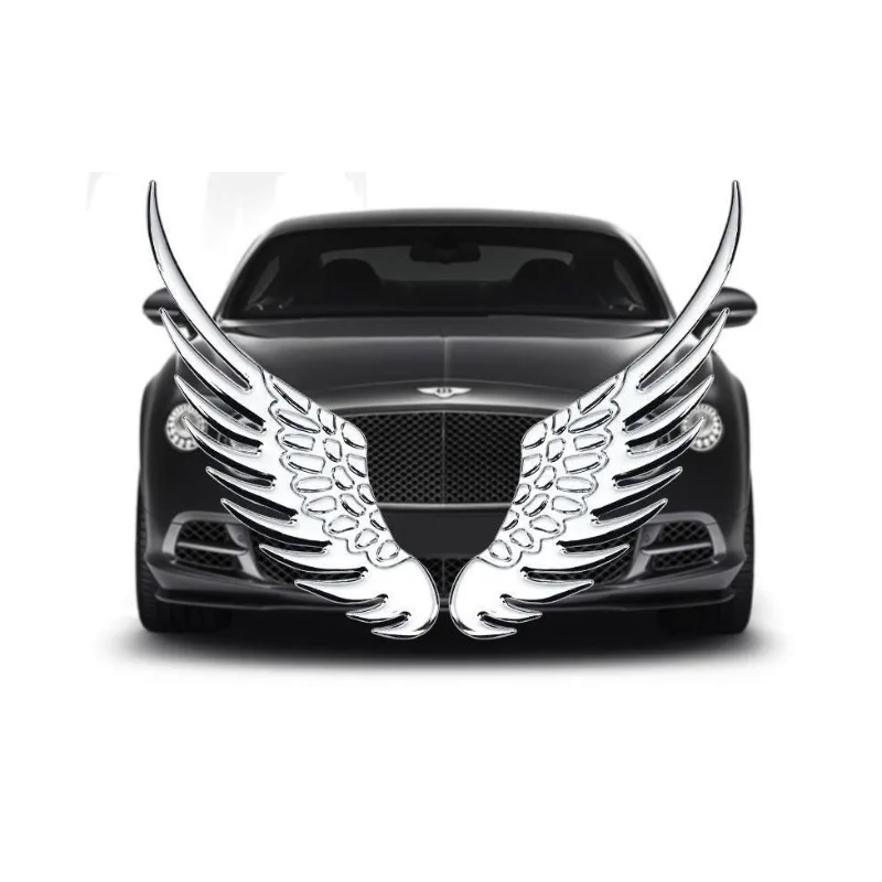 

Пара металлических наклеек с крыльями ангела, 3D эмблема автомобиля, внешнее украшение, индивидуальная валюта, стабильная оригинальность, простая установка, CN