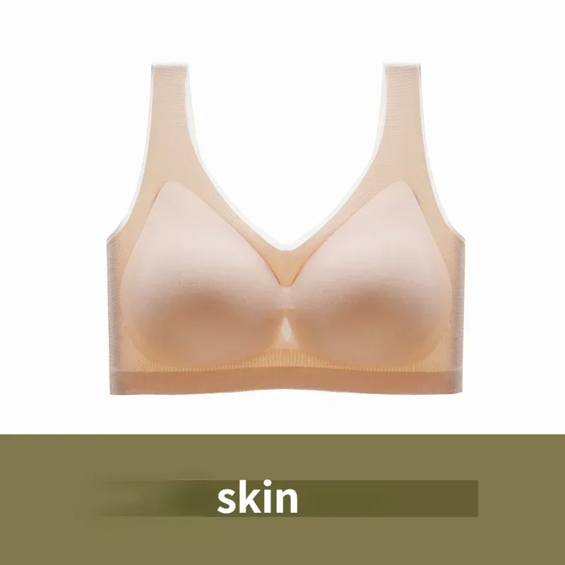 Women Ultra-thin Plus Size  Ice Silk Lingerie Bra Seamless Beauty Back Ladies Big Breasts Show Small Summer Wire Free Underwear