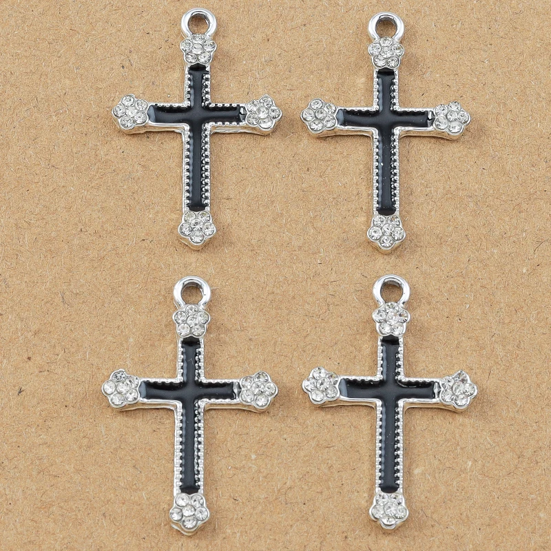 10 Stück 31*20mm Emaille Kristall Jesus Kreuz Charms Anhänger für die Herstellung von Ohrringen Halskette DIY Schmuck Zubehör liefert – Detail 1