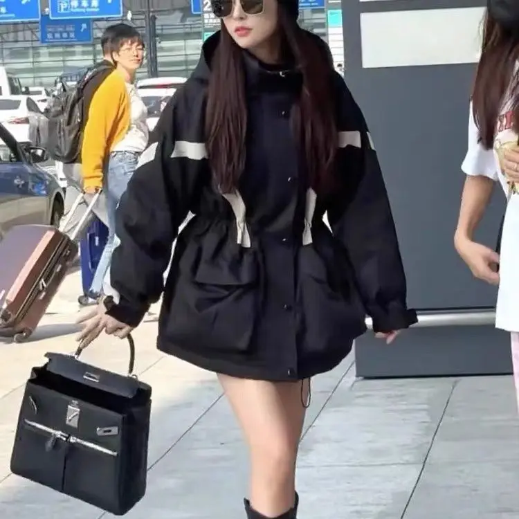 

Новая женская утепленная хлопковая куртка-ветровка Bla с капюшоном, осенне-зимняя, средней длины, с эффектом утяжки талии