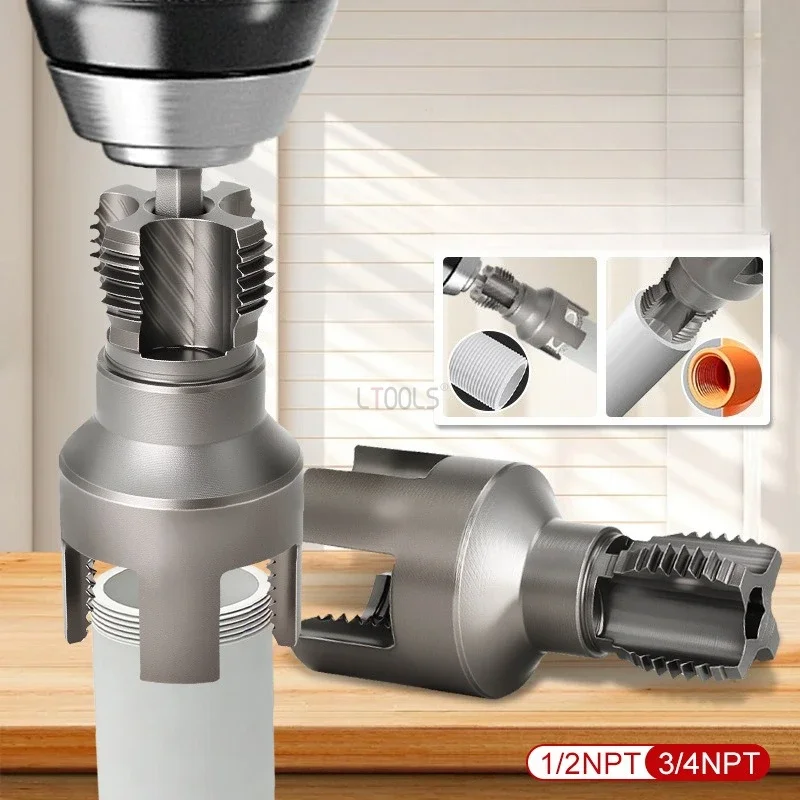 1/2 3/4 NPT Pipe Threading Tool American Standard PPR Pipe Internal External Thread Tapping Die Set Electric Drill Pipe Tap Die