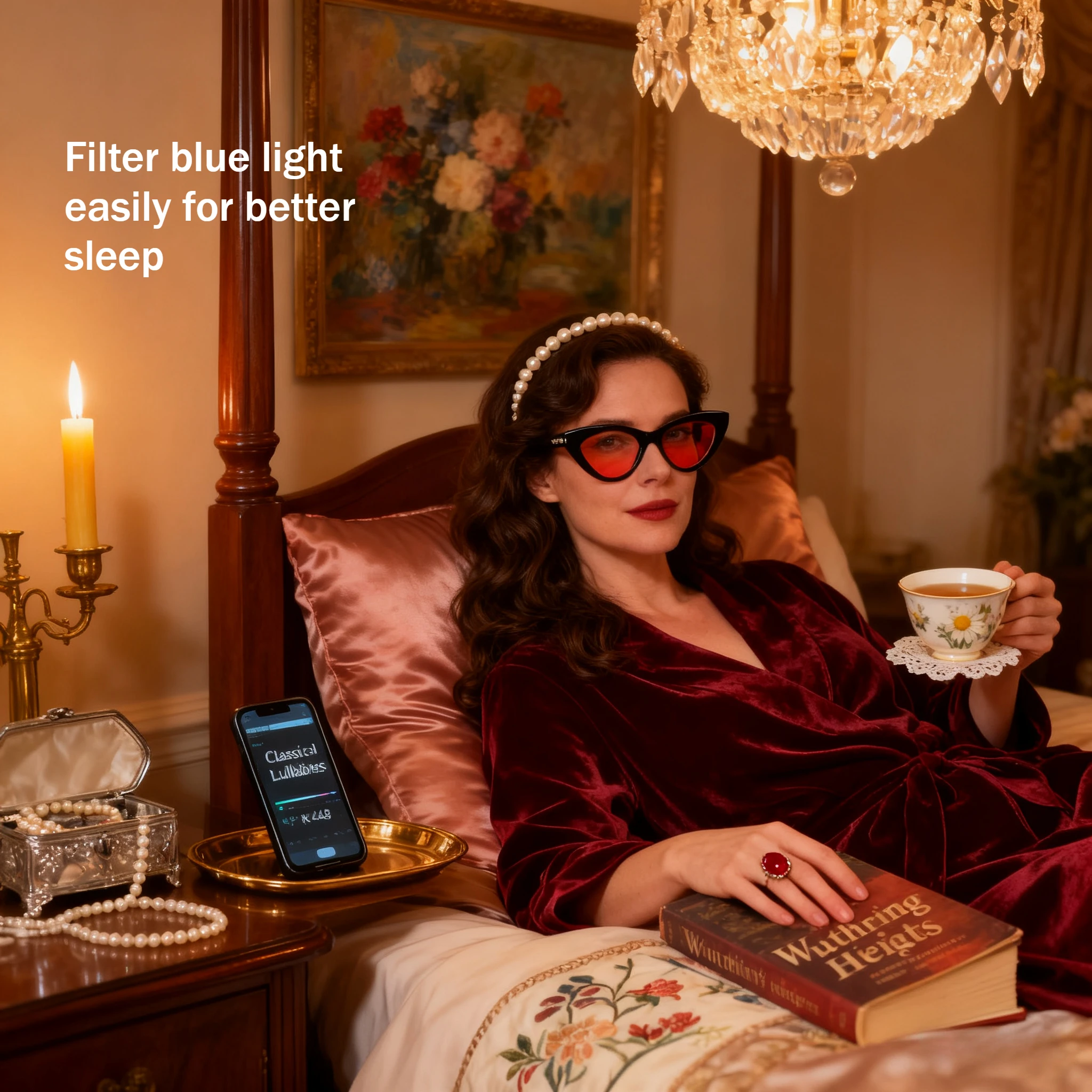 

SHINU red lens Sleep Better Improve Insomnia vintage cat eye glasses women orange lens blue light blocking for computer glasses