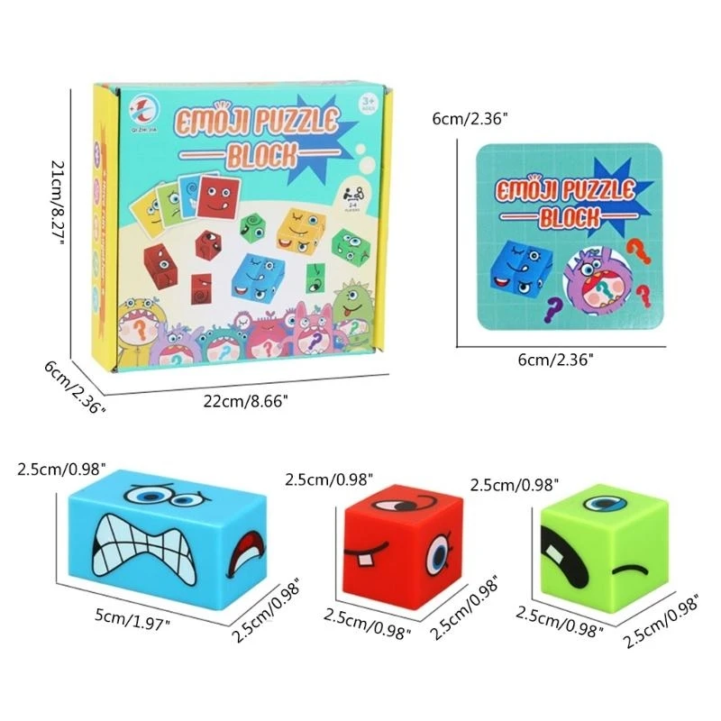 Expression Puzzle Building Cubes Face-Changing Plastic Cube Block Matching Game Logical Thinking Toy 15UB